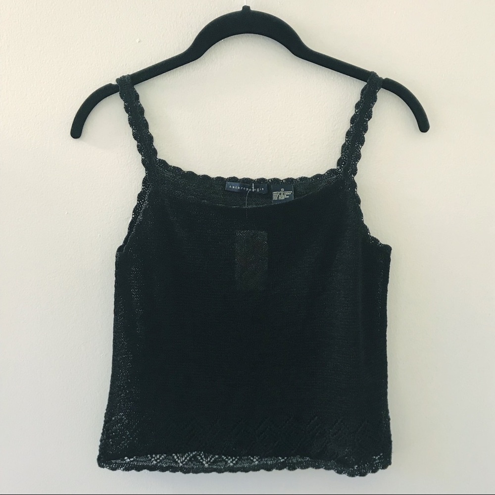 SOLD Anthropologie Knit Black Cami Tank Top sz S